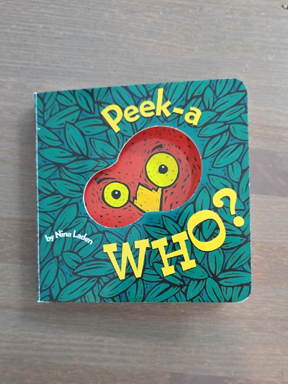 Chronicle Books Peek-a-Who? Board Book in Teal with Red Owl